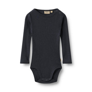 Wheat Woll-Seide-Body Langarm Lucca in Navy