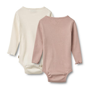 Wheat Bodysuit Rib "Regitze" Rose Powder 2 Pack