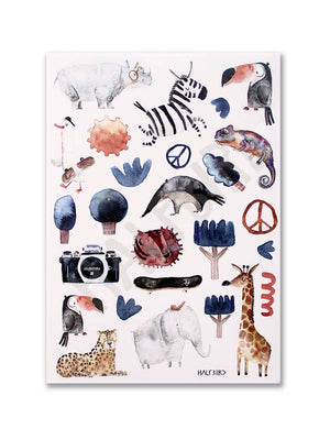 Halfbird Spülmaschinenfeste Sticker "Super Safari"