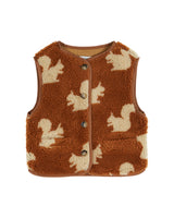 Emile & Ida Sherpa-Weste "Écureuil" für Kinder mit Eichhörnchen-Muster und Knopfleiste