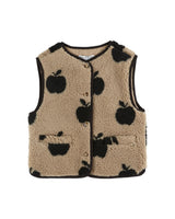 Kinder-Sherpa-Weste "Pomme" von Emile et Ida mit Apfelmuster und Knopfleiste