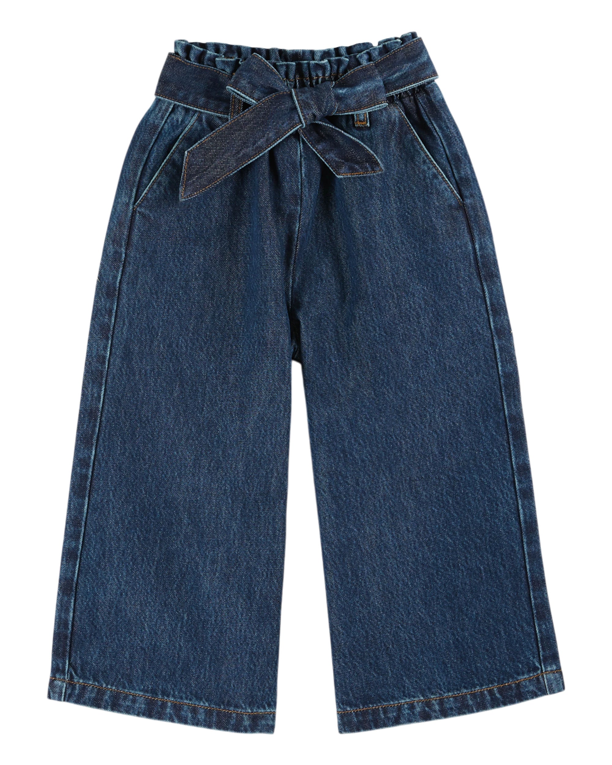 Weite Jeanshose mit Stoffgürtel aus Denim in Blau von Emile et Ida – Modell „PANTALON JEAN LARGE CEINTURE“