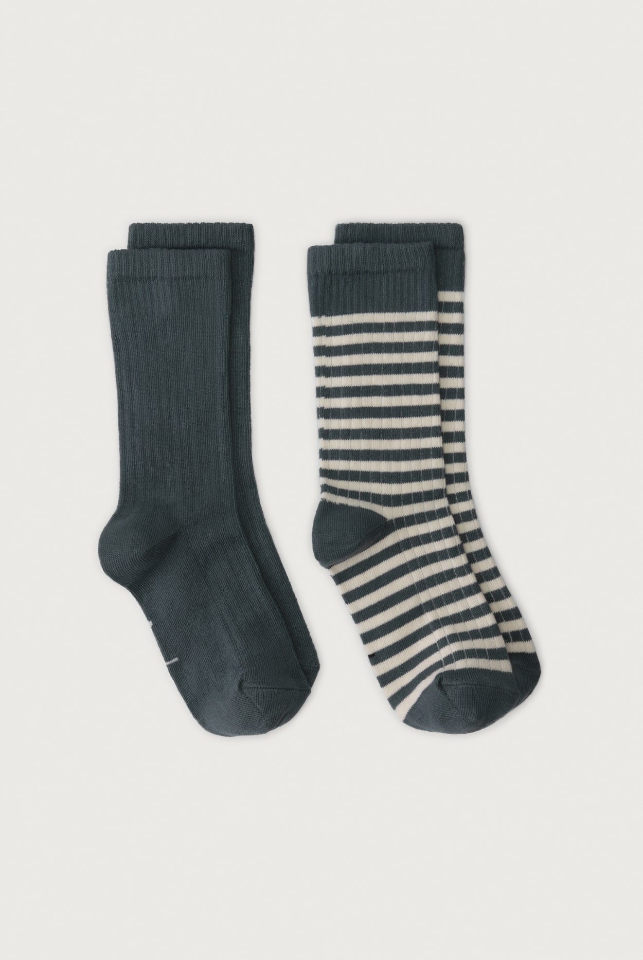 Gray Label Ribbed Socken in Blue Grey-Cream – Bio-Baumwollsocken mit Rippstruktur für Babys & Kinder, weich & nachhaltig.