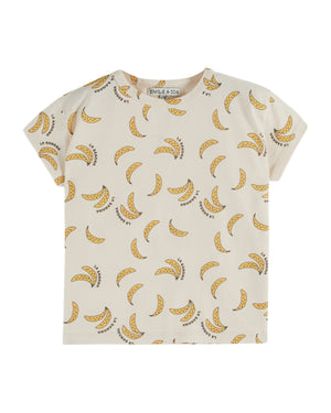 Emile & Ida Kinder T-Shirt Imprime in Banane Crème mit Bananen-Print