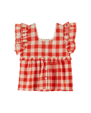 Emile & Ida "Brodee Carreau" Blouse | Vichy Red