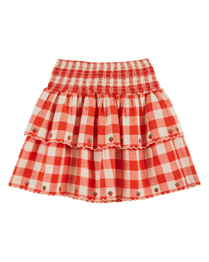 Emile & Ida Kinderrock Brodé Carreau in Vichy Rouge mit Vichy-Karo und Stickerei