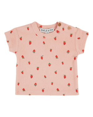 Emile & Ida Kinder T-Shirt Eponge in Guariguette mit Erdbeerprint