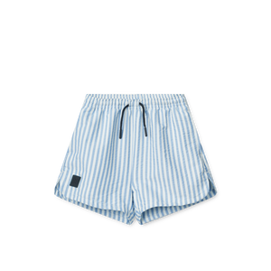 Liewood Badeshorts „Aiden“ Stripe Riverside Creme De La Creme, Kinder-Badehose mit Netzhose, Kordelzug und UV-Schutz 30+