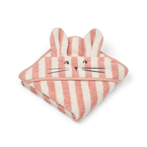 Liewood Kapuzentuch "Albert" | Coral blush / creme de la creme stripe