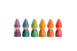 Grapat Holzfiguren Zwerge Rainbow Tomten, bunte handgefertigte Holzfiguren für freies Spiel