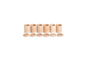 Grapat 6 Holzbecher mit Deckel naturbelassen