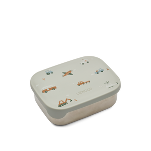 Liewood Kinder Lunchbox "Arthur" Vehicles | Dove Blue Mix