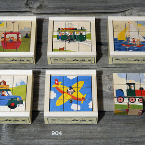 Atelier Fischer Würfelpuzzle 9-teilig, Verkehrsfahrzeuge
