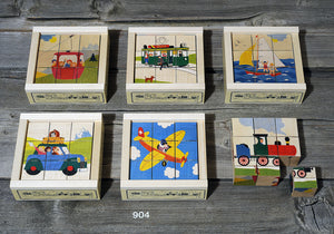 Atelier Fischer Klötzlipuzzle 9-teilig, Verkehrsfahrzeuge
