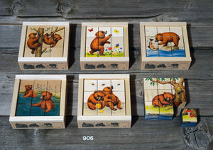 Atelier Fischer Würfelpuzzle 9-teilig, Kleiner Bär