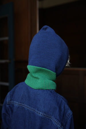 Hvid Sturmhaube Balaclava Merinowolle "Eddy" | Blue/Grass