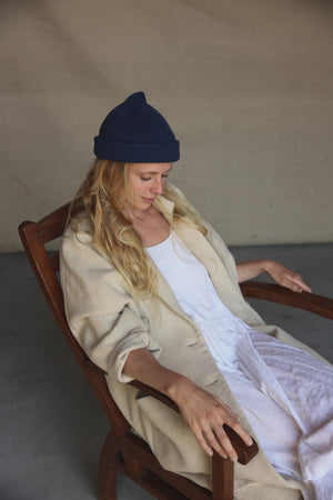 Hvid Adult Beanie "Fonzie" Blue