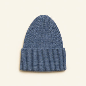 Hvid Beanie Merinowolle "Fonzie" für Erwachsene | Denim