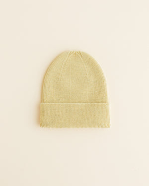 Hvid Newborn Beanie "Fonzie" Light Yellow