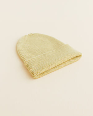 Hvid Newborn Beanie "Fonzie" Light Yellow