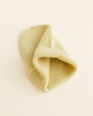 Hvid Newborn Beanie "Fonzie" Light Yellow