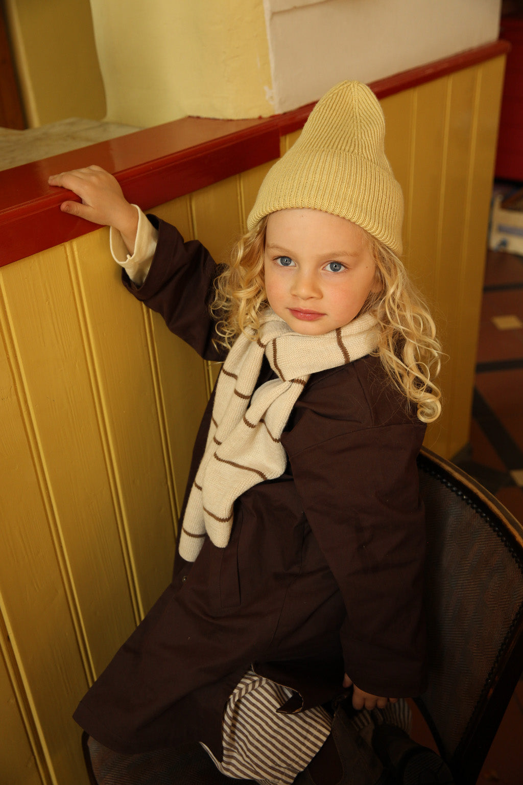 Hvid Kids Beanie "Fonzie" Light Yellow