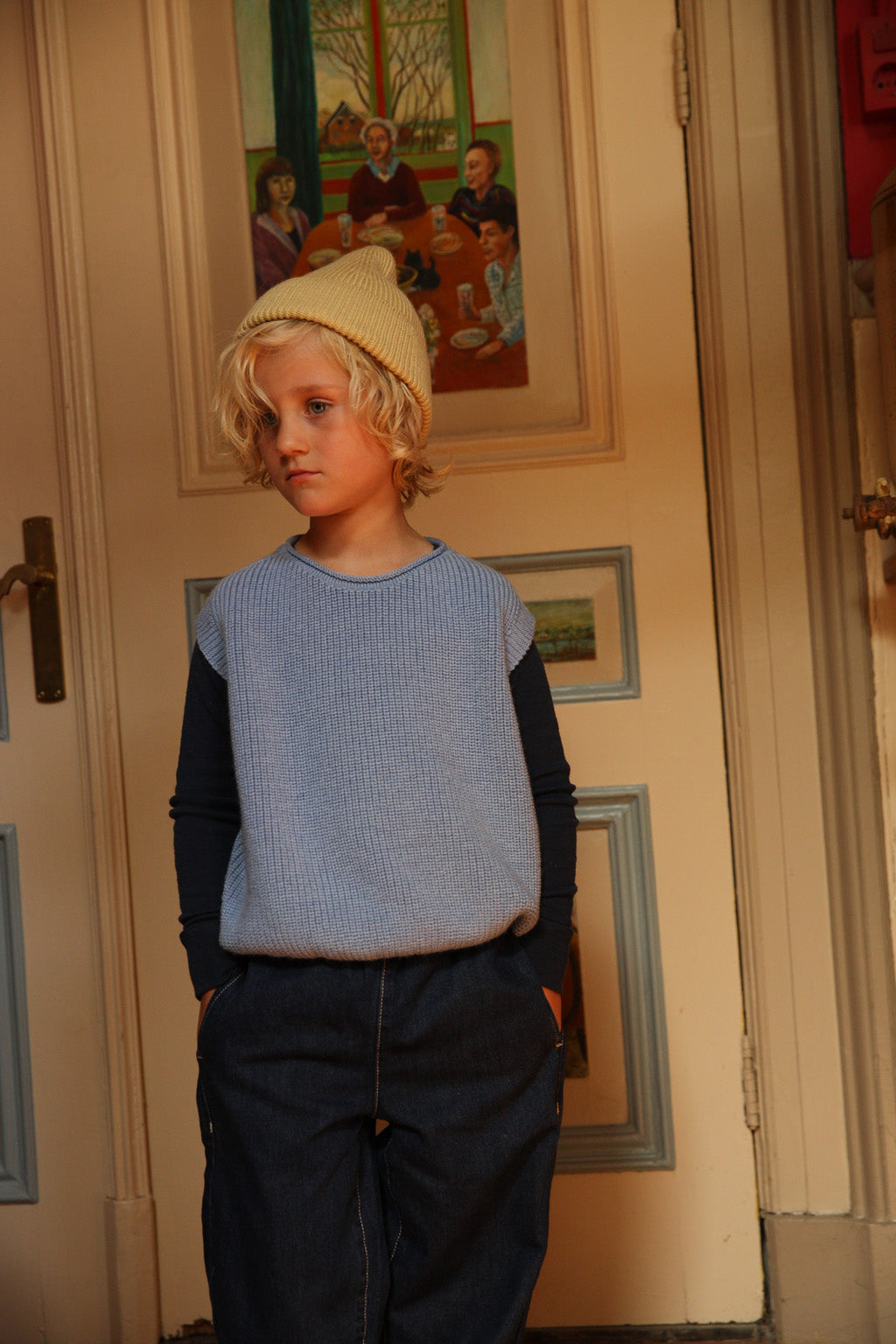 Hvid Kids Beanie "Fonzie" Light Yellow