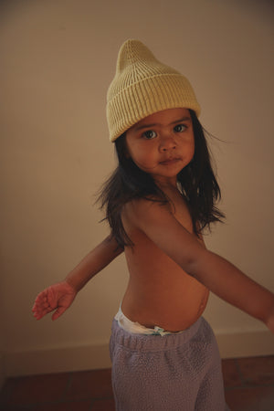 Hvid Kids Beanie "Fonzie" Light Yellow