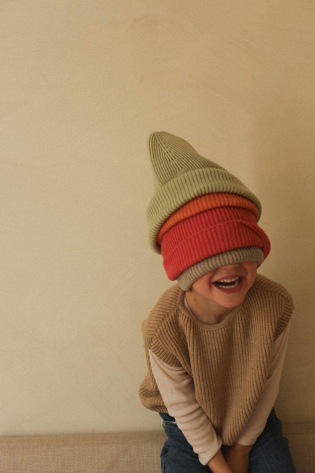 Hvid Kids Beanie "Fonzie" Mint