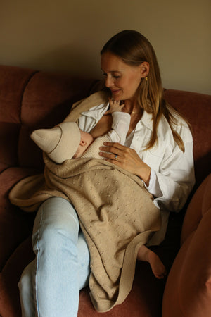 Hvid Babydecke "Bibi" Sand