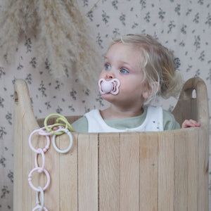 BIBS Loops 12 PACK Blush/Woodchuck/Ivory – flexible und BPA-freie Entwicklungsringe für Babys.