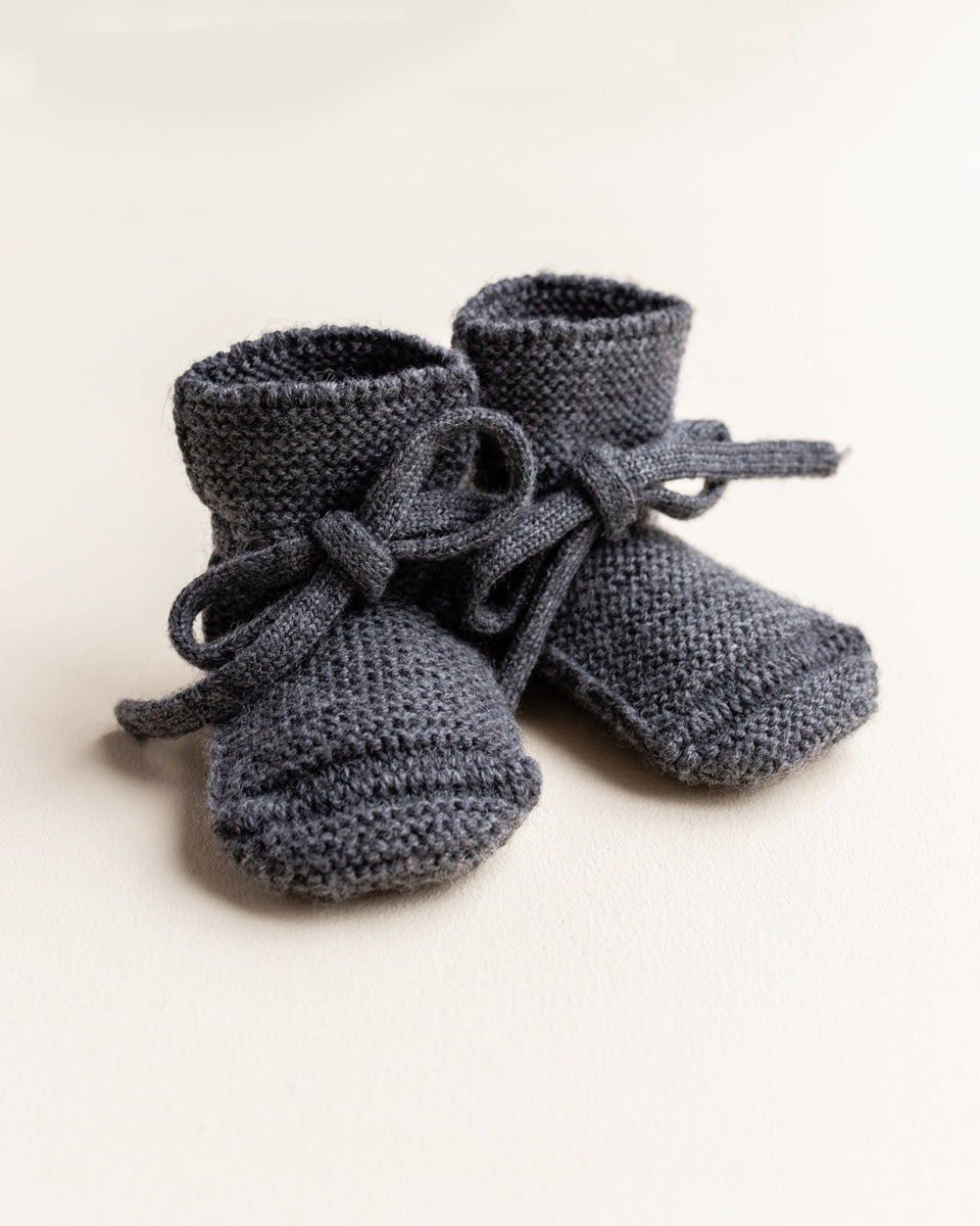 Hvid Baby Strickschuhe Charcoal