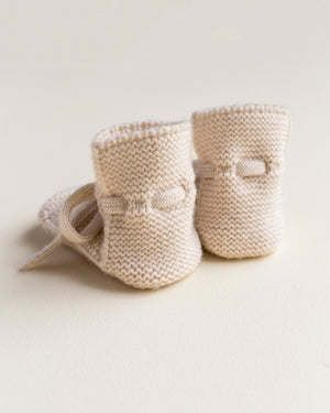 Hvid Babyschuhe Booties Merinowolle | Cream