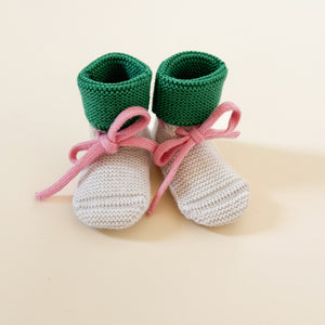 Hvid Chaussons bébé en laine mérinos | Crème/Herbe