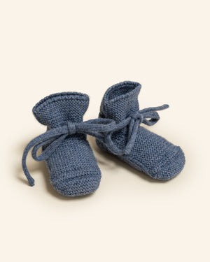 Hvid Babyschuhe Booties Merinowolle | Denim