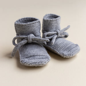 Hvid Babyschuhe Booties Merinowolle | Grey Melange