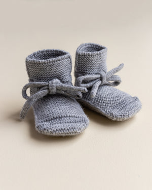 Hvid Babyschuhe Booties Merinowolle | Grey Melange