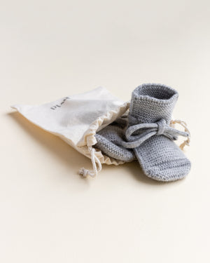 Hvid Babyschuhe Booties Merinowolle | Grey Melange