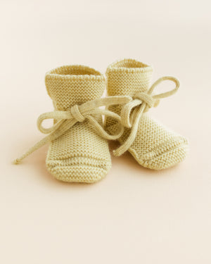 Hvid Babyschuhe Booties Merinowolle | Light Yellow