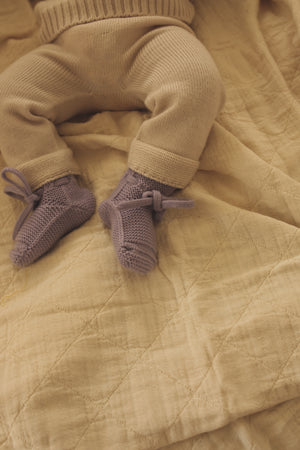 Hvid Babyschuhe Booties Merinowolle | Lilac