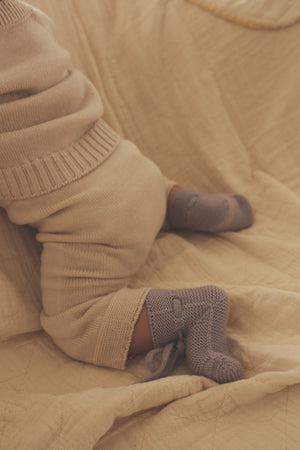 Hvid Babyschuhe Booties Merinowolle | Lilac