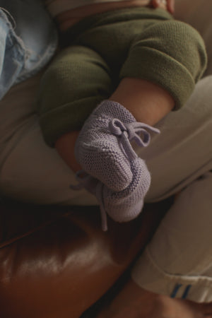 Hvid Babyschuhe Booties Merinowolle | Lilac
