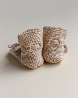 Hvid Babyschuhe Booties Merinowolle | Oat