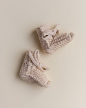 Hvid Babyschuhe Booties Merinowolle | Oat