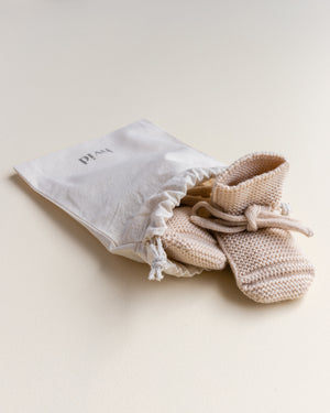 Hvid Babyschuhe Booties Merinowolle | Oat