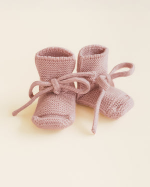 Hvid Babyschuhe Booties Merinowolle | Powder