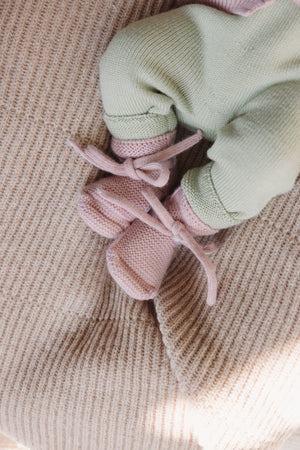 Hvid Babyschuhe Booties Merinowolle | Powder