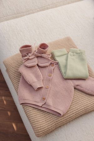 Hvid Babyschuhe Booties Merinowolle | Powder