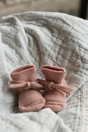 Hvid Babyschuhe Booties Merinowolle | Powder