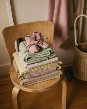 Hvid Babyschuhe Booties Merinowolle | Powder